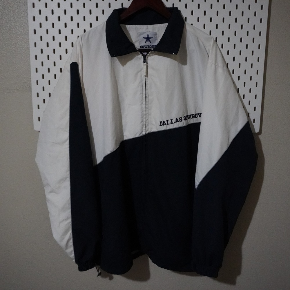 Vtg Dallas Cowboys NFL Jacket Full‎ Zip Pullover Mens XL White Embroidered Logo